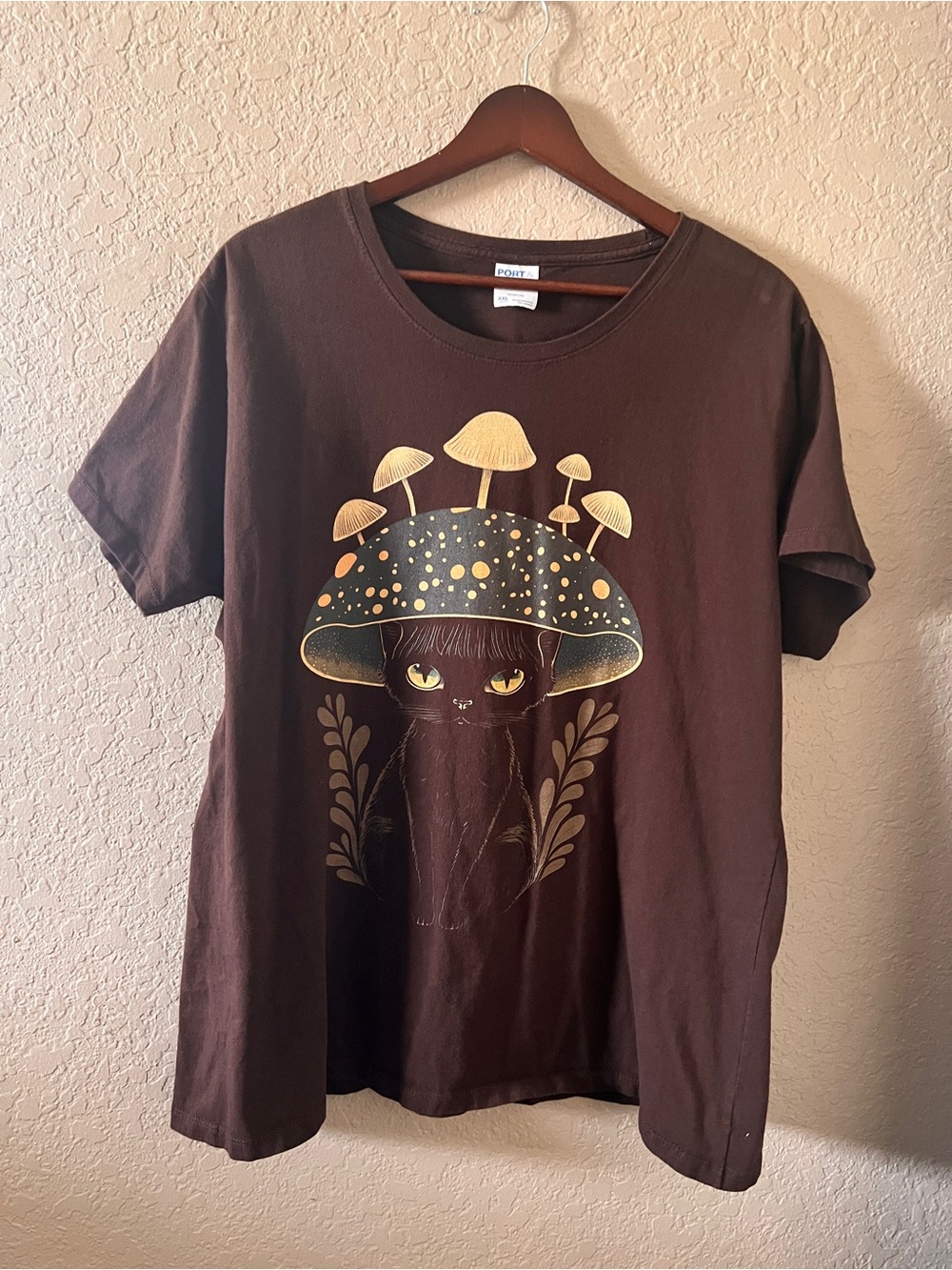 XL Brown Mushroom Cat Graphic Tee Fairycore Whimsycal
